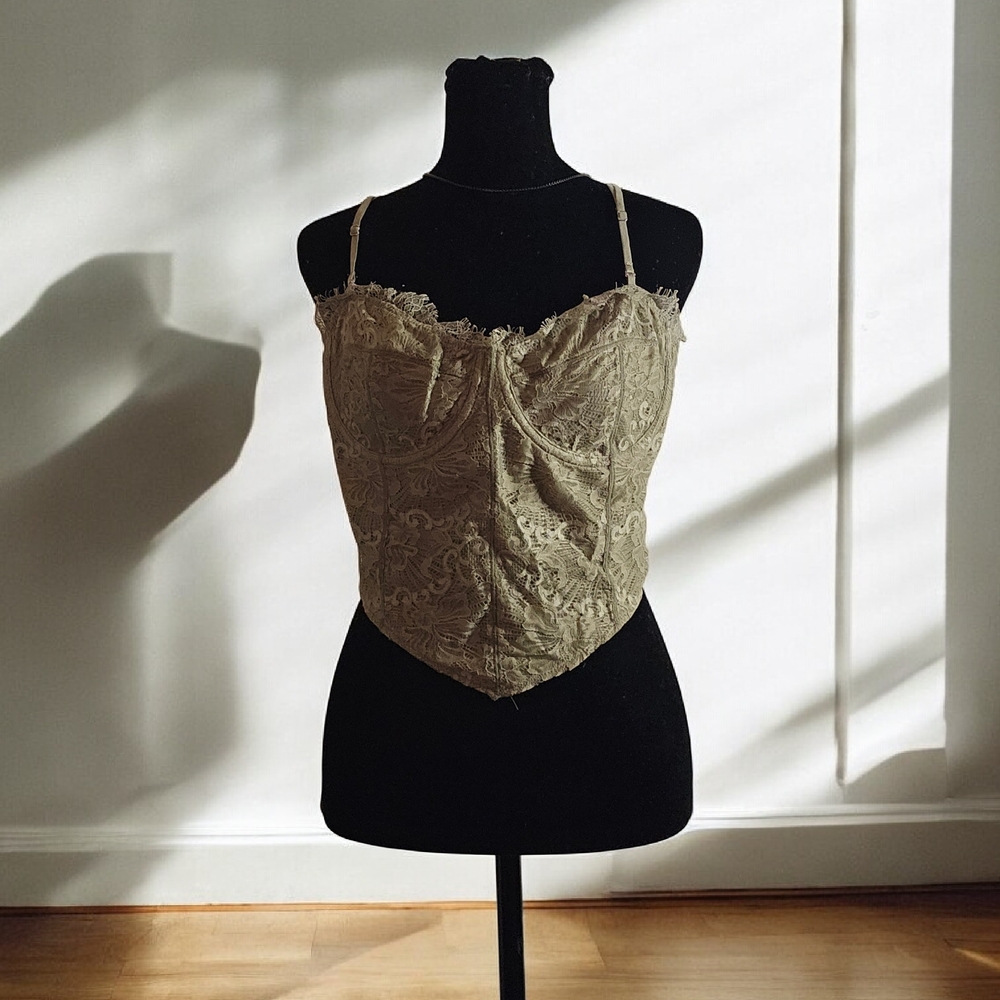 Free People Lace Bustier Pale Green M/L